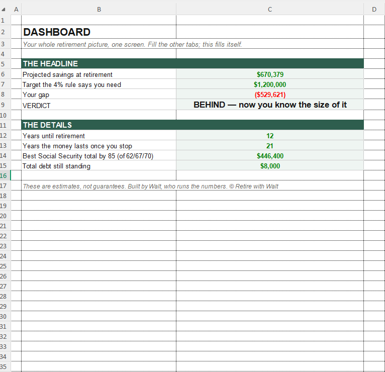 Can I Actually Retire? — The Retirement Command Center: Interactive Planner + Excel Spreadsheet (Both Formats Included)